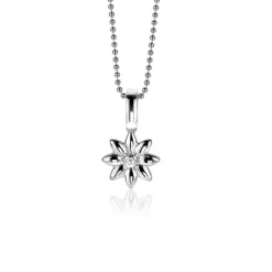 Clearance Zinzi zilveren hanger bloem wit ZIH1888 (zonder collier)