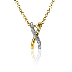 Online Zinzi zilveren hanger cross-over bicolor met witte zirconia's 15mm ZIH2234 (zonder collier)