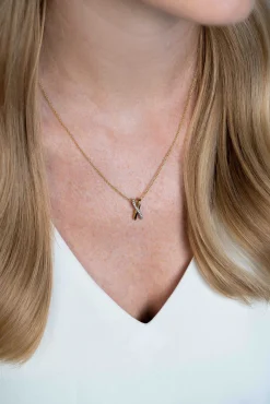 Online Zinzi zilveren hanger cross-over bicolor met witte zirconia's 15mm ZIH2234 (zonder collier)