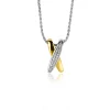 Hot Zinzi zilveren hanger cross-over bicolor met witte zirconia's 18mm ZIH2240 (zonder collier)