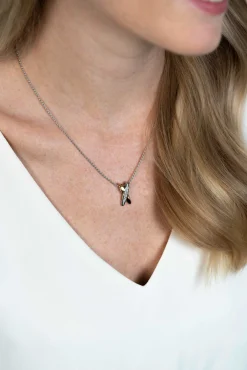 Hot Zinzi zilveren hanger cross-over bicolor met witte zirconia's 18mm ZIH2240 (zonder collier)