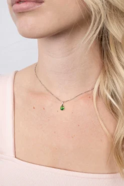 Outlet Zinzi zilveren hanger druppelvorm groen ZIH2070GR