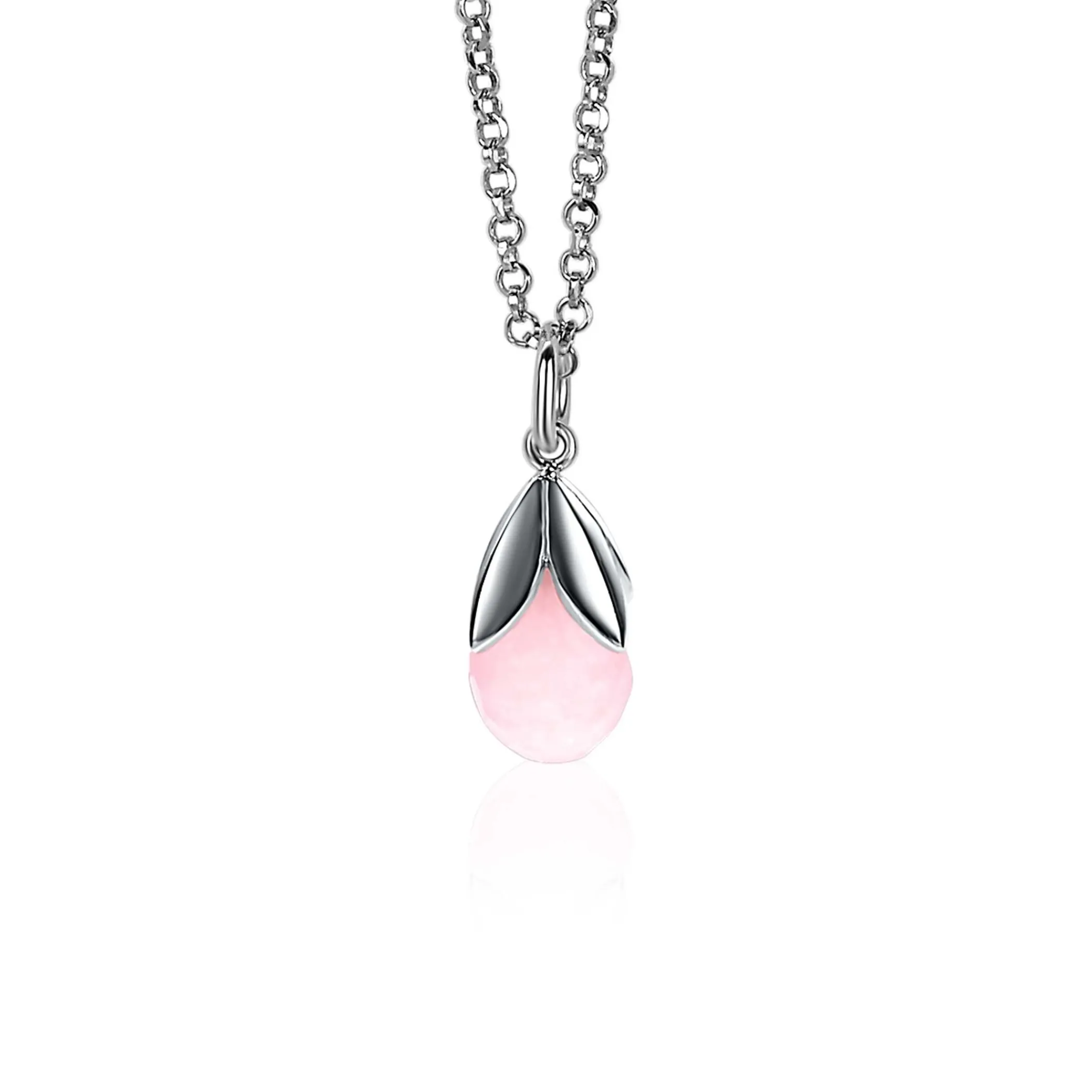 Outlet Zinzi zilveren hanger druppel roze ZIH1877R (zonder collier)