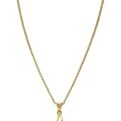 Outlet Zinzi zilveren hanger extra 14K geel verguld X-vorm witte zirconia ZIH2194Y (zonder collier)
