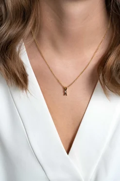 Outlet Zinzi zilveren hanger extra 14K geel verguld X-vorm witte zirconia ZIH2194Y (zonder collier)