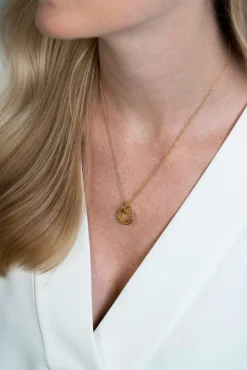 Hot Zinzi zilveren hanger extra 14K geel verguld rond met touweffect 19mm ZIH2246G (zonder collier)
