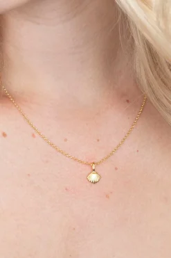 Outlet Zinzi zilveren hanger geel verguld schelpje ZIH2062G (zonder collier)