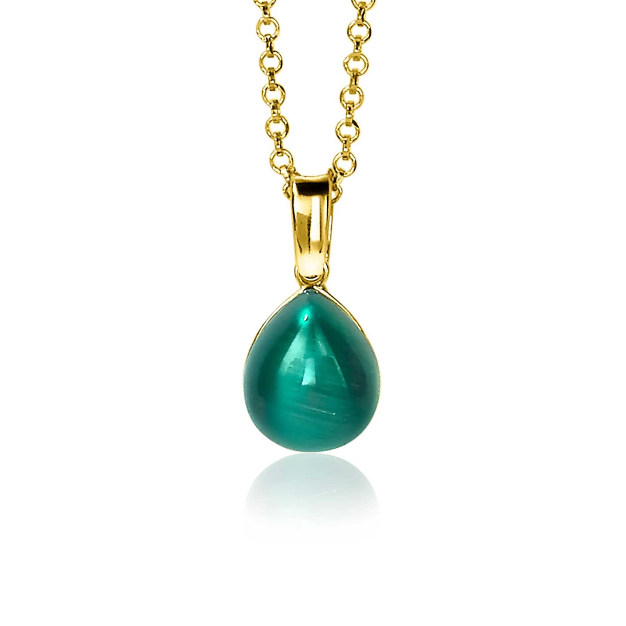 Zinzi zilveren hanger geelverguld groen peervorm 20mm ZIH1934GG (zonder collier)
