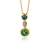 Best Zinzi zilveren hanger geelverguld 25mm blauwe groene kleurstenen ZIH1967