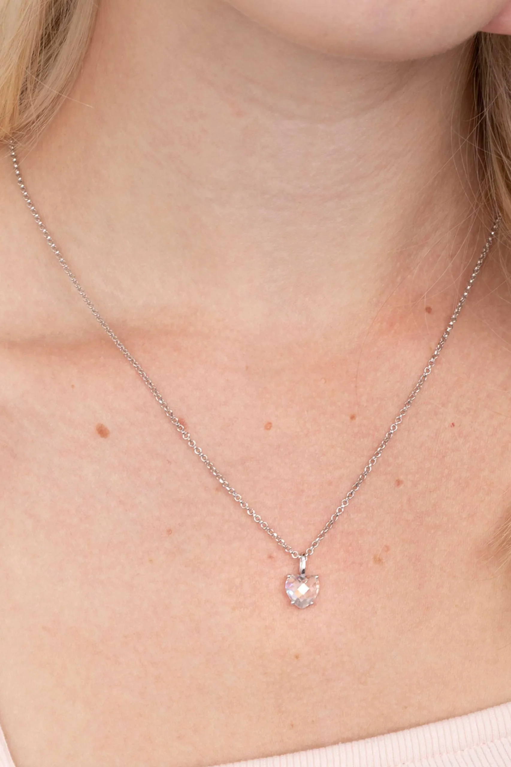 Best Zinzi zilveren hanger hartje wit ZIH2071 (zonder collier)