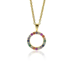 Sale Zinzi zilveren hanger 14K geel verguld 12mm bezet regenboog ZIH2170 (zonder collier)