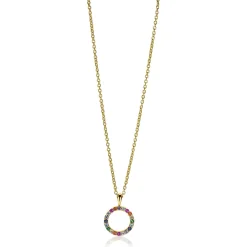 Sale Zinzi zilveren hanger 14K geel verguld 12mm bezet regenboog ZIH2170 (zonder collier)