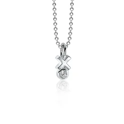 Zinzi zilveren hanger kruisje rond wit ZIH1821 (zonder collier)
