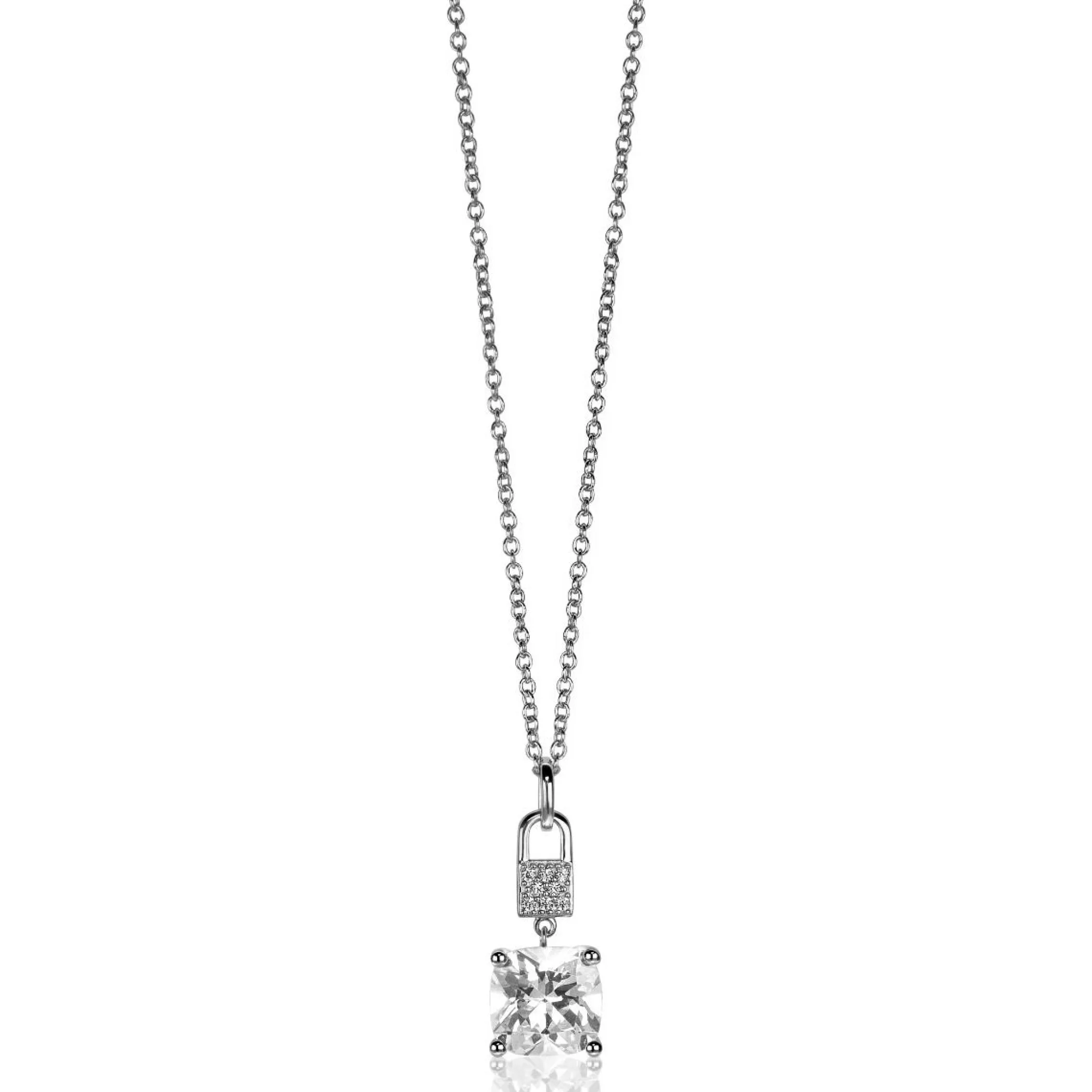 Best Zinzi zilveren hanger met vierkante witte zirconia en pavé zettingen 24mm ZIH2268 (zonder collier)