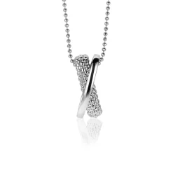 Discount Zinzi zilveren hanger met cross-over design, glad en bolletjes 20mm ZIH2242 (zonder collier)