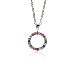 Online Zinzi zilveren hanger 12mm bezet met regenboog kleurstenen ZIH2170Z (zonder collier)
