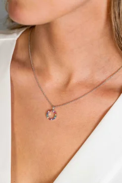 Online Zinzi zilveren hanger 12mm bezet met regenboog kleurstenen ZIH2170Z (zonder collier)