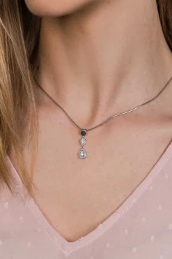 Sale Zinzi zilveren hanger 26mm druppelvorm witte zirconia's ZIH1972 (zonder collier)