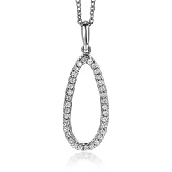 Sale Zinzi zilveren hanger 33mm ovale vorm met witte zirconia's ZIH2038 (zonder collier)