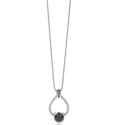 Online Zinzi zilveren hanger 32mm druppelvorm zwart witte zirconia's ZIH1947 (zonder collier)