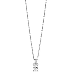 Hot Zinzi zilveren hanger 14mm met rechthoekige witte zirconia en luxe hangoog ZIH2392 (zonder collier)
