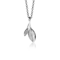 New Zinzi zilveren hanger 23mm blaadjes bewerkt/witte zirconia ZIH2087 (zonder collier)