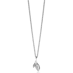 New Zinzi zilveren hanger 23mm blaadjes bewerkt/witte zirconia ZIH2087 (zonder collier)