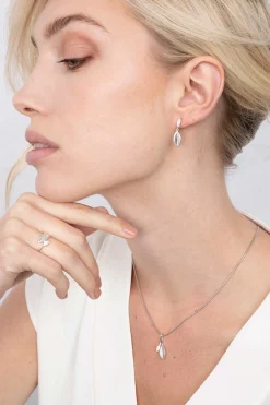 New Zinzi zilveren hanger 23mm blaadjes bewerkt/witte zirconia ZIH2087 (zonder collier)
