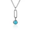 Hot Zinzi zilveren hanger paperclip schakel 26mm rond turquoise blauw ZIH2173 (zonder collier)