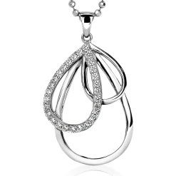 Online Zinzi zilveren hanger peer wit 40mm ZIH1369 (zonder collier)