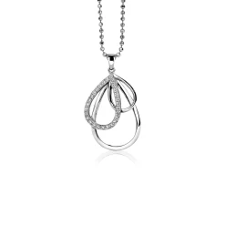 Online Zinzi zilveren hanger peer wit 40mm ZIH1369 (zonder collier)