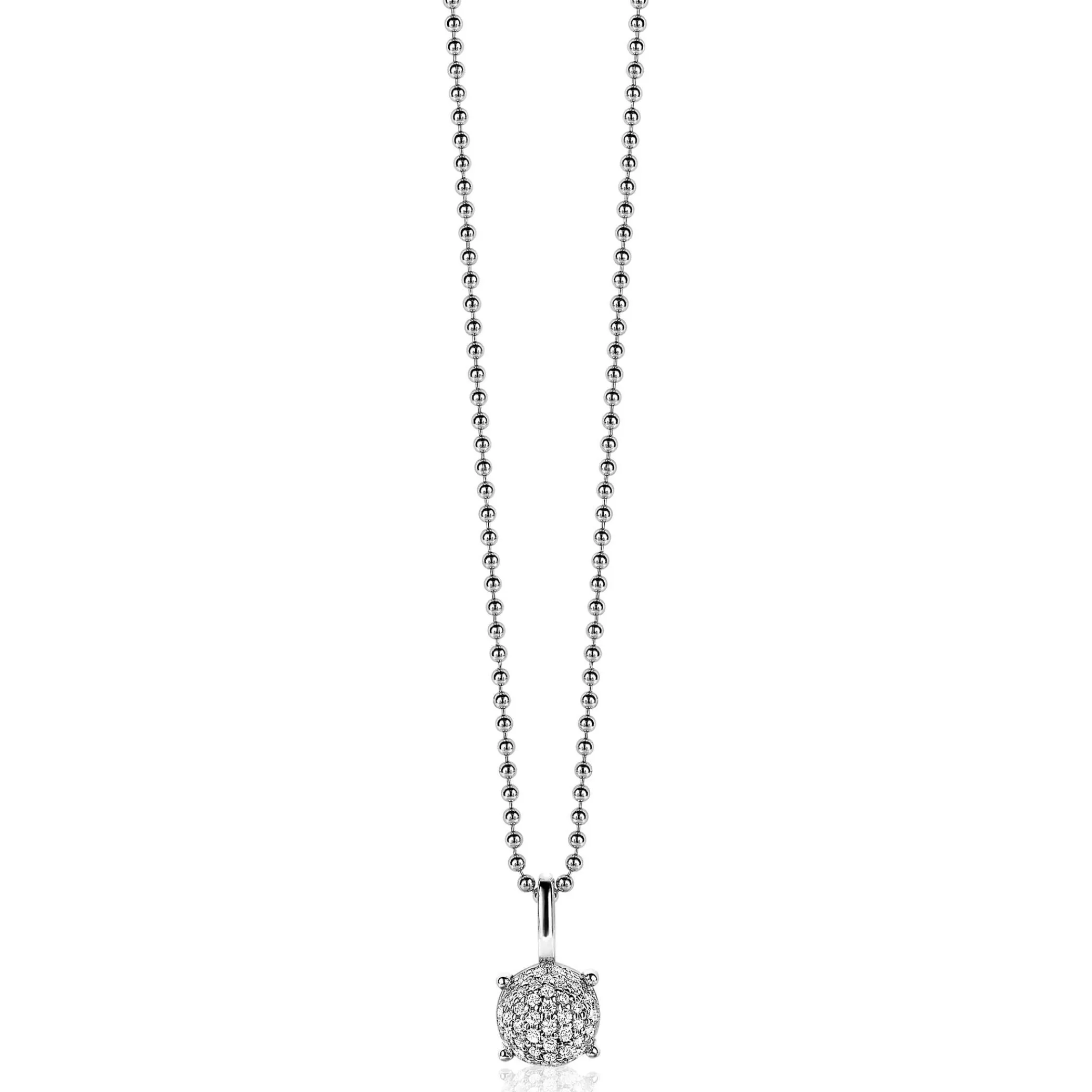 Outlet Zinzi zilveren hanger rond wit ZIH2074 (zonder collier)