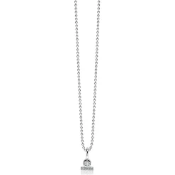 Outlet Zinzi zilveren hanger rond staafje wit ZIH1822 (zonder collier)