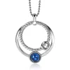 New Zinzi zilveren hanger ronde cirkels blauw 32mm ZIH1963 (zonder collier)