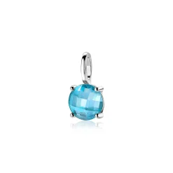 Online Zinzi zilveren hanger rond turquoise blauw ZIH2072T (zonder collier)