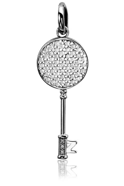 Online Zinzi zilveren hanger sleutel wit ZIH965