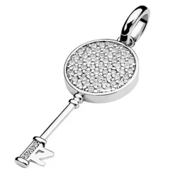 Online Zinzi zilveren hanger sleutel wit ZIH965