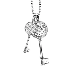 Online Zinzi zilveren hanger sleutel wit ZIH965
