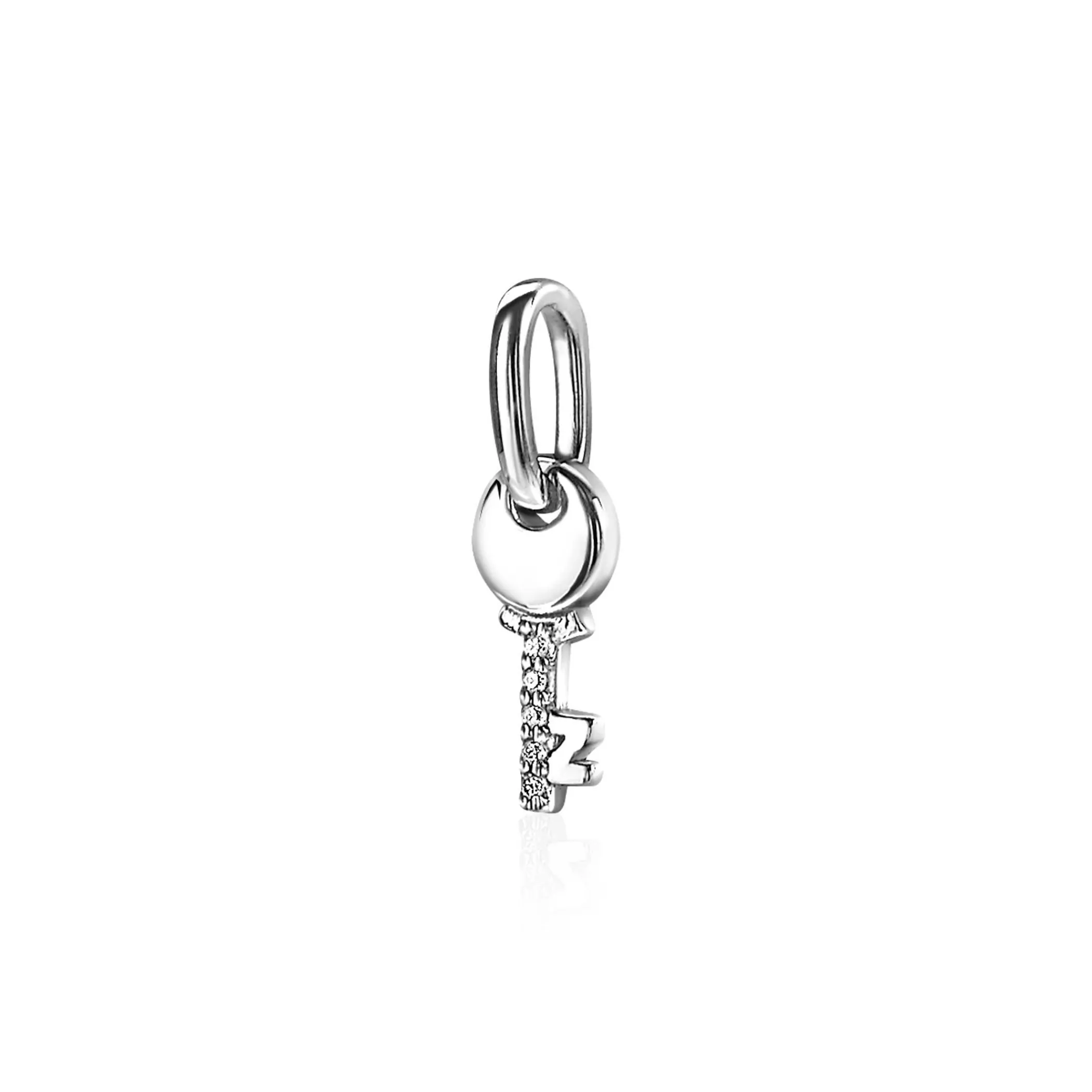 Discount Zinzi zilveren hanger sleuteltje wit ZIH2081 (zonder collier)