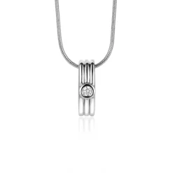 Outlet Zinzi zilveren hanger staaf met drie banen en witte ronde zirconia 17mm ZIH2241 (zonder collier)