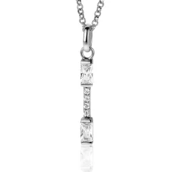 Discount Zinzi zilveren hanger staafje 28mm met witte zirconia's ZIH2077 (zonder collier)