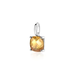 Sale Zinzi zilveren hanger vierkant geel ZIH2073G (zonder collier)