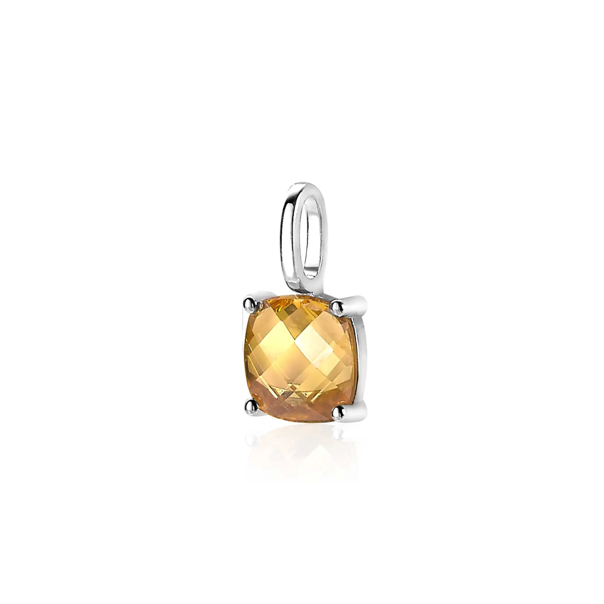 Sale Zinzi zilveren hanger vierkant geel ZIH2073G (zonder collier)