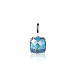 New Zinzi zilveren hanger vierkant turquoise blauw ZIH2073T (zonder collier)