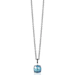 New Zinzi zilveren hanger vierkant turquoise blauw ZIH2073T (zonder collier)