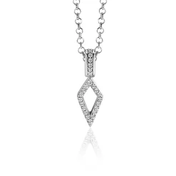 Discount Zinzi zilveren hanger vliegervorm bezet met witte zirconia's en luxe hangoog 20mm ZIH2497 (zonder collier)