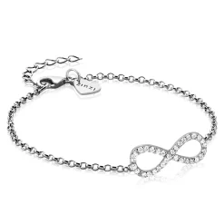 New Zinzi zilveren Infinity armband wit 17-20cm ZIA1065