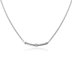 Best Zinzi zilveren jasseron schakelketting met luxe twist hanger met knoop en witte zirkonia's 42-45cm ZIC2680
