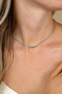 Best Zinzi zilveren jasseron schakelketting met luxe twist hanger met knoop en witte zirkonia's 42-45cm ZIC2680