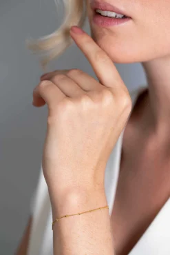 Online Zinzi zilveren 14K geel verguld gourmet armbandje met bolletjes 17-20cm ZIA2181G